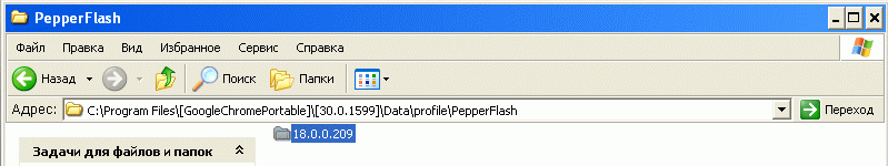 каталог Pepper Flash в профиле Goole Chrome, установлено 'правильное' имя подкаталога